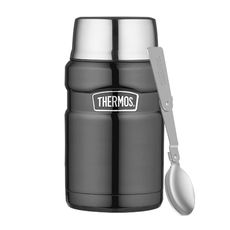 Thermos Style - Termos obiadowy z łyżką i kubkiem - metaliczny szary 710ml