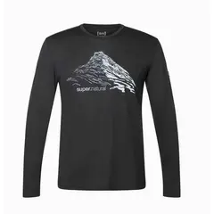 Super.Natural koszulka męska z długim rękawem merino Mountain Rise LS czarna, Rozmiar: M