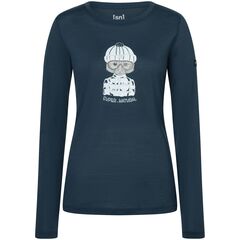 Super.Natural koszulka damska merino LS Snow Cat granatowa, Rozmiar: XL
