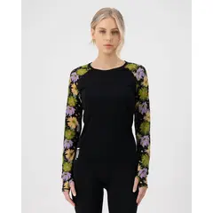 Mons Royale koszulka damska Bella Merino Tech LS - Alpine Bloom / Black, Rozmiar: S