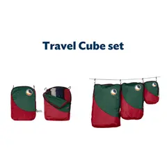 Ticket To The Moon - zestaw organizerów Travel Cube Set - burgundy / dark green