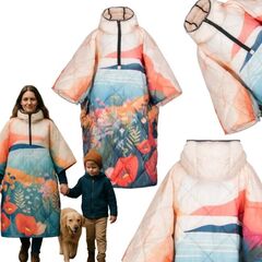 DH Garden - Poncho ocieplane pikowane 145x115 cm - wzór Maki