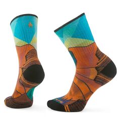 Smartwool skarpety damskie Hike Targeted Cushion Mountain Prism Print Crew Socks - orange rust, Rozmiar: S (34-37)