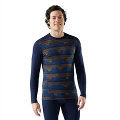Smartwool koszulka męska M'S Classic Thermal Merino Base Layer Crew - deep navy geo peaks, Rozmiar: XXL