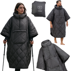 DH Garden - Poncho ocieplane pikowane 145x115 cm - czarne