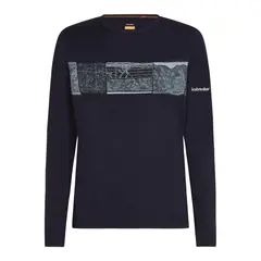 Icebreaker - Koszulka męska merino 200 Oasis LS Crewe Elevation Line - Midnight, Rozmiar: S