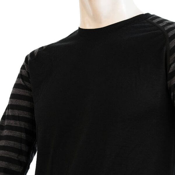 Sensor - Koszulka męska Merino Active Tee LS black / grey stripes