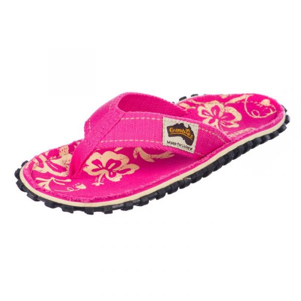 Gumbies - Klapki damskie Islander Canvas Flip-Flops Women pink hibiscus