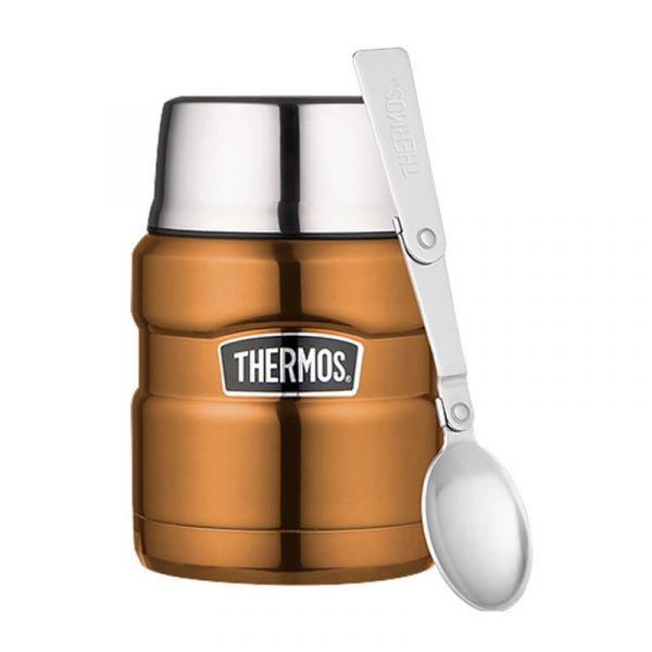 Thermos Style- termos obiadowy z łyżką i kubkiem - kolor miedziany 470 ml