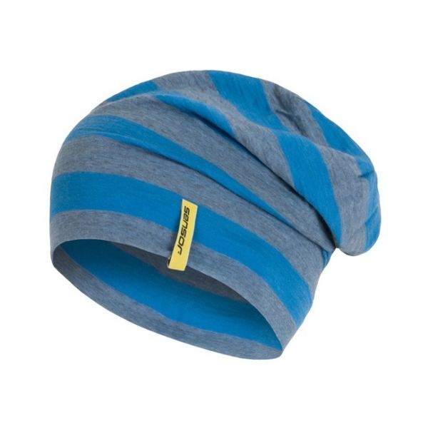 SENSOR - Czapka MERINO ACTIVE blue-grey stripes
