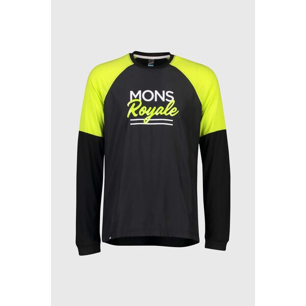 Mons Royale - Bluza rowerowa męska Mens Tarn Freeride LS Wind Jersey Flux Black / Sonic Lime