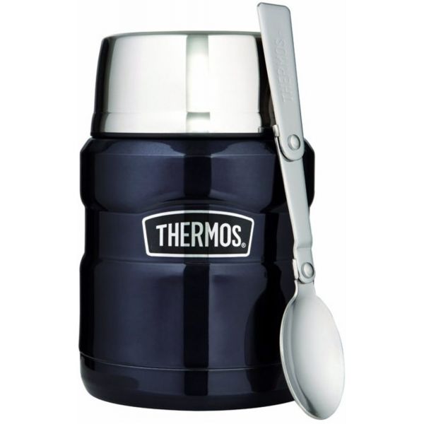 Thermos Style - Termos obiadowy z łyżką i kubkiem - ciemnoniebieski  710ml