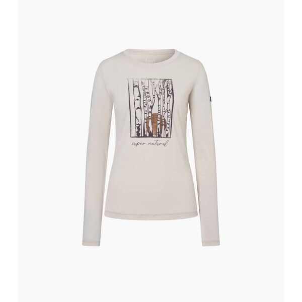 Super.Natural koszulka damska merino LS Sunbirch beżowa, Rozmiar: M