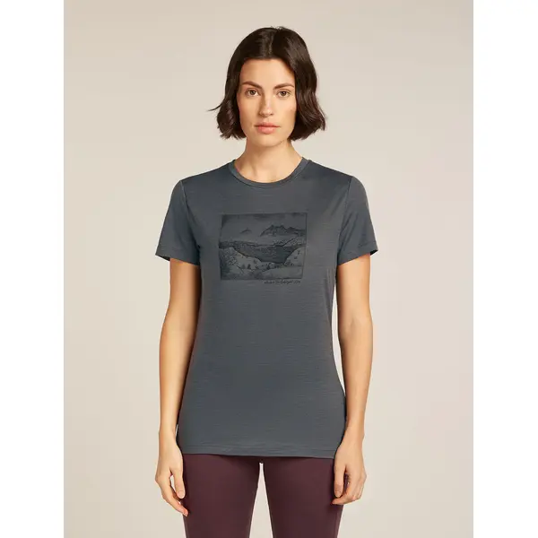 Icebreaker - Koszulka damska merino W 150 Tech Lite III SS Tee Terrain - Obsidian, Rozmiar: S