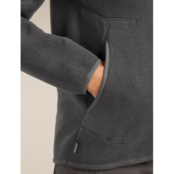 Icebreaker - Ciepła bluza damska z domieszką wełny merino W M 800 Clas Pile LSZip OBSIDIAN, Rozmiar: L, 6 zdjęcie