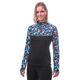 Sensor - Bluza damska z krótkim zamkiem Coolmax Thermo Woman black - floral
